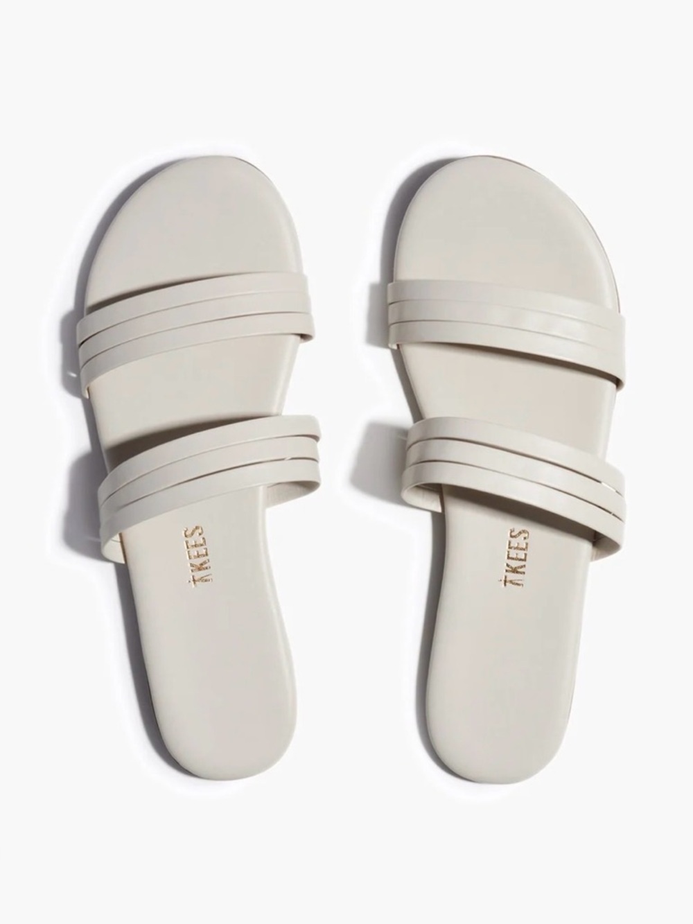 TKEES Allegra Double Band Leather Slide Sandals Stone Neutral Size 6
